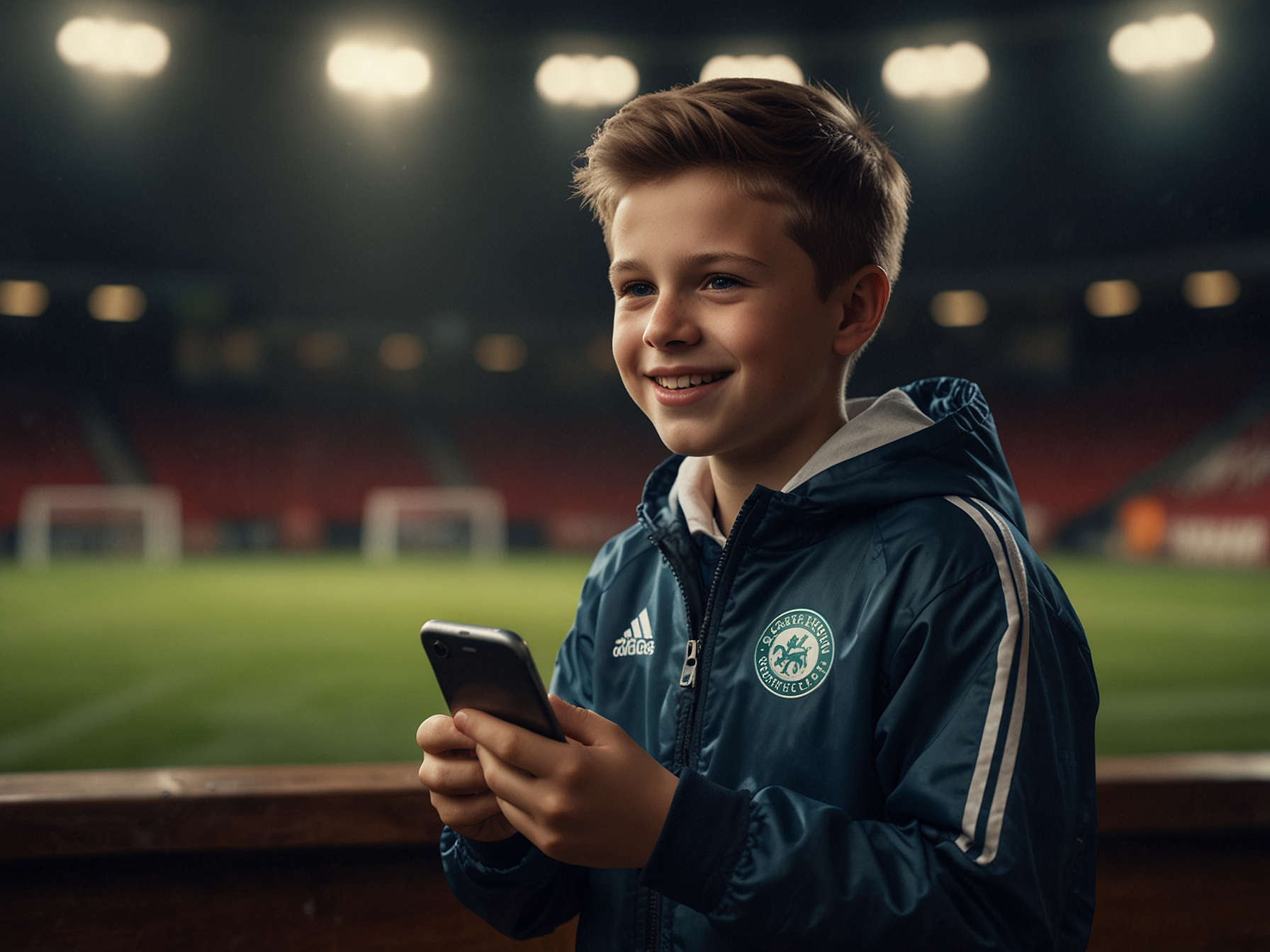 Giocatore fantasy in azione con smartphone